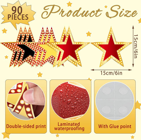 Geosar 90 pcs Movie Star Cardboard Red Carpet Awards Night Cutouts Confetti Cutouts for Bulletin Board Movie Party Decoration Supply Classroom Wal...