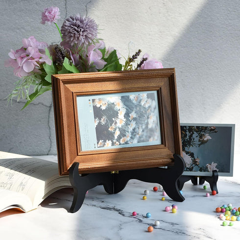 1Pc Black Wooden Plate Display Stands Picture Easel Holder Stand Decorative Wood Library Decor Display Easels Display Stands for Display Picture F...