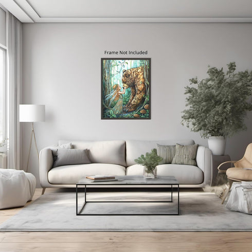 Posterizer 1 pcs-enchanting whimsical fairy and a bear poster 1-Art for Animal Lovers-Kids Room Art-Gift for Daughter, Son, Kids Decor for nursery...