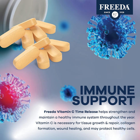FREEDA Vitamin C - Timed Release Vitamin C 1000mg - Kosher Vegan - Powerful Antioxidant Immune Support - Time Release Vitamin C 1000mg Tablets - R...