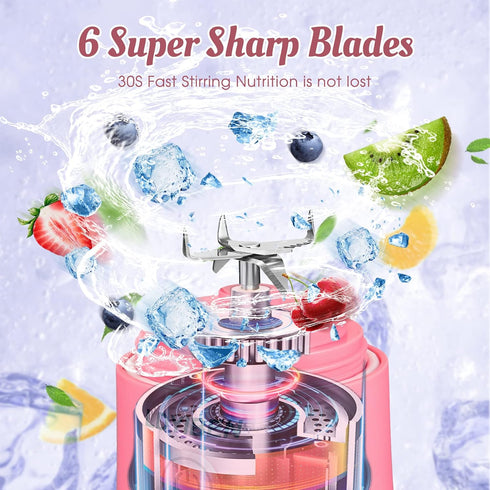 Portable Blender Personal Juicer, 20oz with Travel Lid,High Speed Smoothie Mini Blender USB Rechargeable Fruit Mixing Machine for Shakes and nut, ...