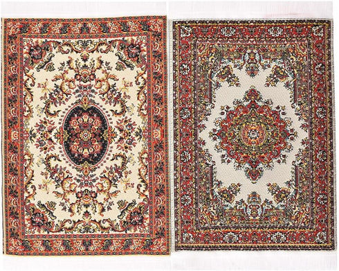 iLAND Miniature Dollhouse Accessories of Carpet for Dollhouse Furniture on 1/12 Scale and 3” - 12” Dolls, Woven Dollhouse Rugs 6” x 3.8” (2pcs Fra...