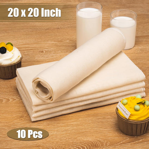 Cheese Cloths for Straining, 10PCS 20x20 Inch Grade 100 Cheese Cloth, Reusable Washable Unbleached Pure Cotton Cheesecloth for Cooking and Cheese ...