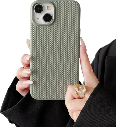 Case for iPhone 13/iPhone 14,Cute 3D Laid Braid Woven Pattern Desgin Solid Color Girls Case,Soft TPU Shockproof Case for iPhone 13 iPhone 14 6.1 I...