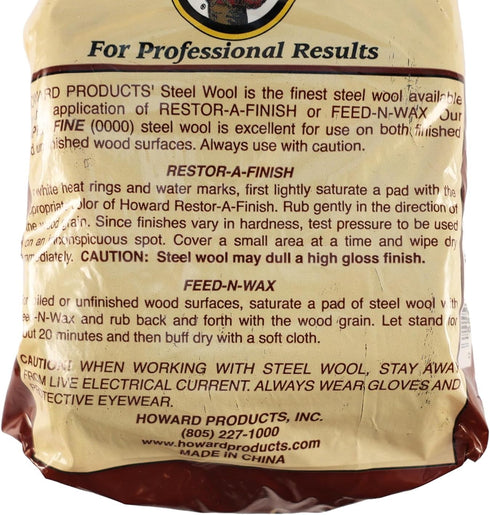 Howard 210493 STWL Grade 0000 Steel Wool 8Pk...