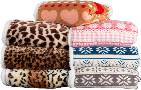 Lavish Home Fleece Sherpa Throw Blanket - Ultra Soft Plush Bed, Sofa or Couch 50" x 60" Tiger Set of 1...