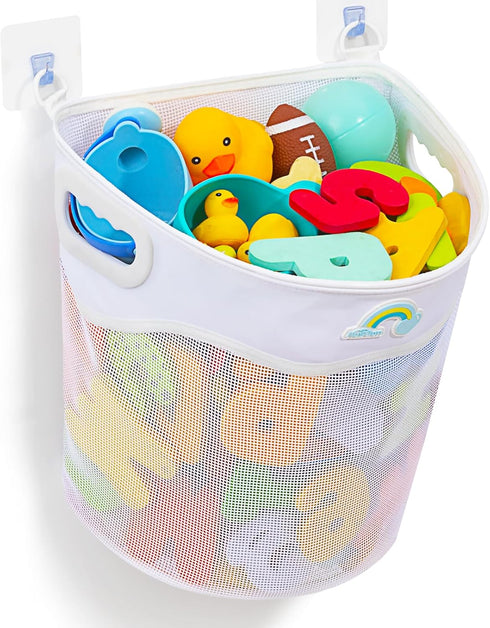 Quick-Fetch Way Mesh Bath Toy Holder, Wide Opening and Large Capacity Bath Toy Storage for Quick Access to Toys, Space-Saving Wall-Mounted Bath To...