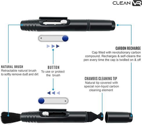 Kit for Cleaning Virtual Reality Accessories Compatible with Meta Quest 3 Oculus Quest 2 Vision Pro, Optical Lens Dust | Lens Cleaning Pen + 2 Mic...