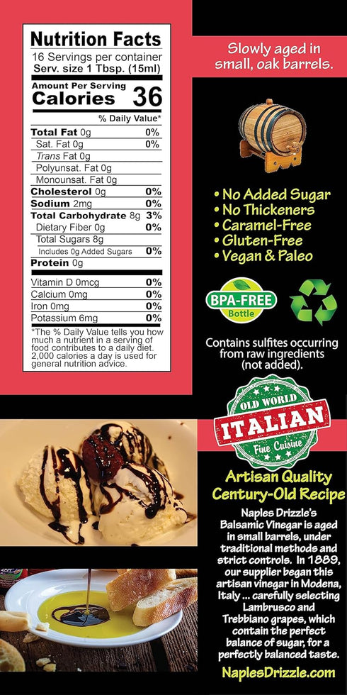 RASPBERRY - Rich, Extra Thick Balsamic Vinegar REDUCTION, No Added Sugar or Thickeners, Better-Than-Glaze Balsamic Vinegar (Raspberry)...