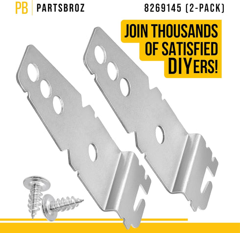 PartsBroz WP8269145 Dishwasher Bracket 8269145 (2-Pack) - Compatible With Whirlpool Dishwasher Mounting Bracket, KitchenAid, Kenmore, Maytag - Rep...