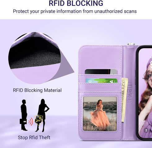 ULAK Compatible with iPhone 15 Pro Max Wallet Case for Women with Credit Card Holders, Designed Flip PU Leather Kickstand Shockproof Protective Co...