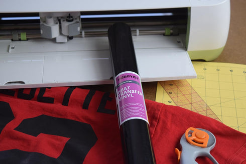 Iron On Heat Transfer Vinyl HTV Roll - 15" x 5' Black - Easy Application Strong Adhesive Sheets - Compatible with Cricut Silhouette Cameo and Heat...