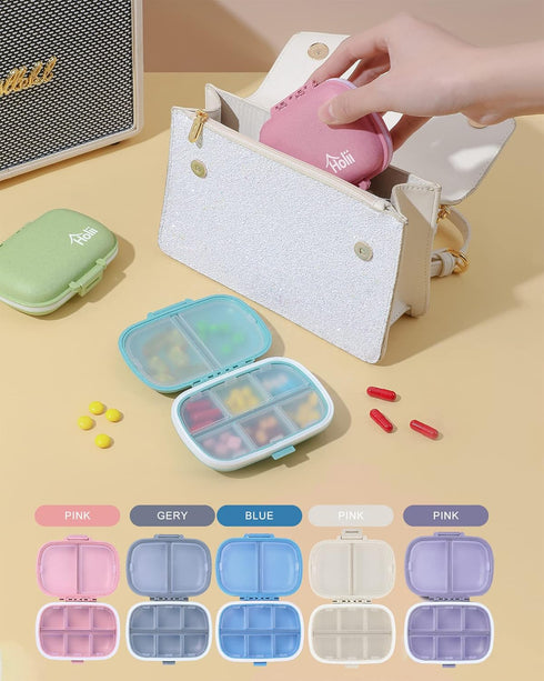 Holii Travel Pill Organizer, 8 Compartments Portable Pill Case, Daily Pill Box to Hold Vitamins, Small Pill Container for Pocket Purse Medicine Or...