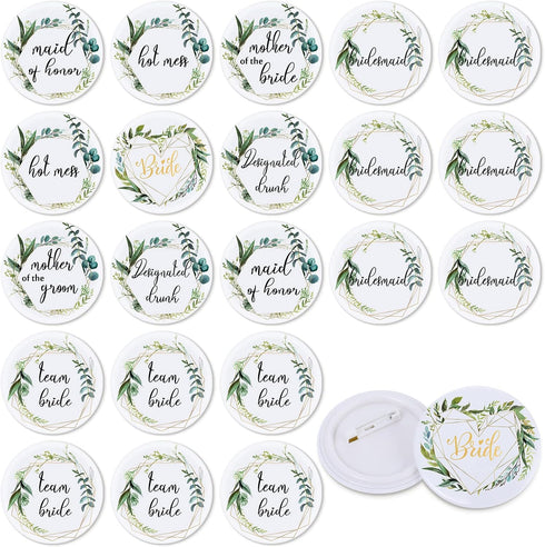 21 Pieces Bridal Buttons Wedding Party Button Pins Bridesmaid Pins Bride Family Gifts for Bachelorette Bridal Shower Party Supplies, 8 Designs...