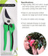 8 Inch Garden Pruner with a SK5 Carbon Steel, Non-stick, Rust Resistant Blade. Adjustable for Small and Large Hands...