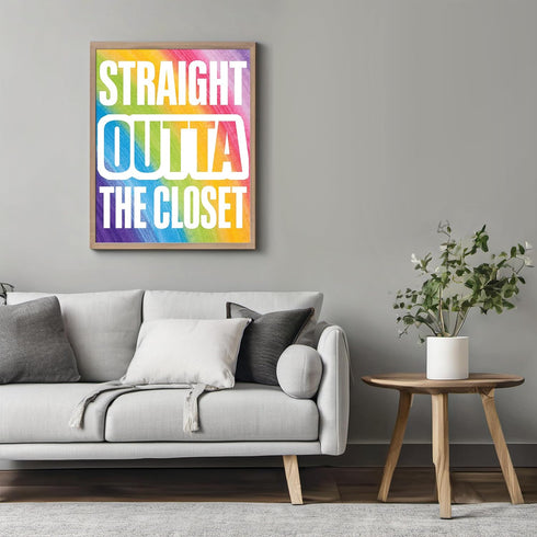 Posterizer 1 pcs-straight outa closet-fun rainbow colorful poster-Gay & LGBTQ Art-Typography Art-Gift for LGBTQ, Queer, Gay, Bi, Lesbian- UNFRAMED...