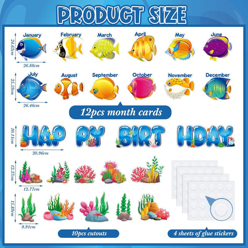 Under The Sea Birthday Bulletin Board Set Ocean Theme Classroom Decorations Sea Animals Tropical Fish Paper Cutouts Wall Decor for Back to School ...