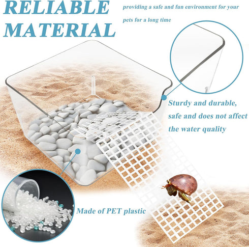 2 Pack Hermit Crab Water Tank, Hermit Crab Cage Accessories with Climbing Ramp Hermit Crab Aquarium Salt Water Pool for Small or Medium Hermit Cra...