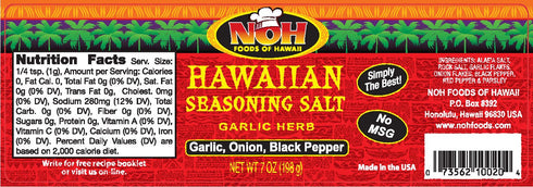 NOH Foods of Hawaii Hawaiian Seasoning Salt (Garlic Herb (Garlic, Onion, Black Pepper), 7 Ounce)...