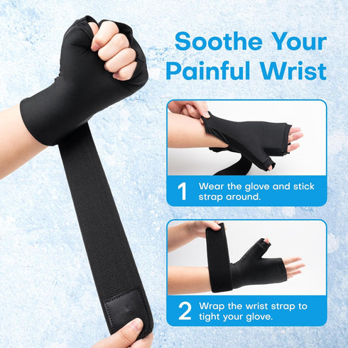 DR. MUSCLE'S Upgraded Hand Ice Pack Glove for Injuries, Wrist Ice Pack Wrap for Carpal Tunnel Relief, More Gel Filling Hot & Cold Therapy Pack for...