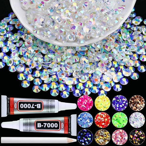 1500PCS 6mm Transparent Clear AB Flatback Rhinestones, Flatback Resin Jelly Rhinestone for Crafts DIY Clothes Shoes Tumblers Mugs Nail Art, Bedazz...
