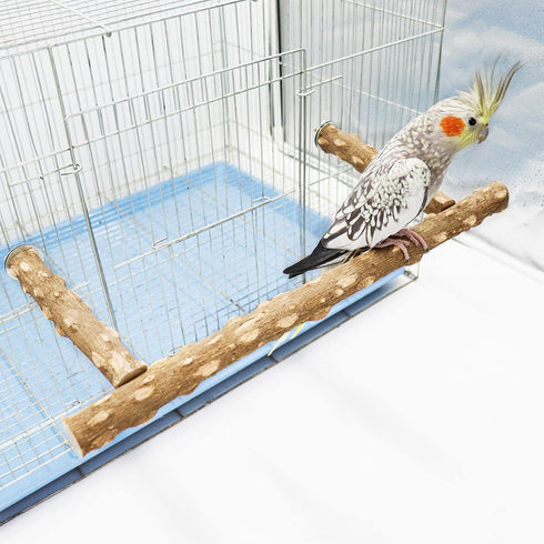 Large Bird Perch Stand, Natural Pepper Wood Bird Parrot Stand Branch, Wooden Bird Supply, Birdcage Accessories for Parrot Parakeet Cockatiels Conu...
