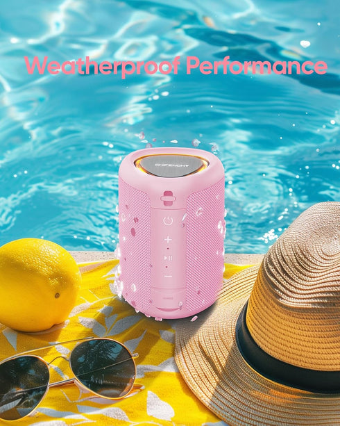 Portable Bluetooth Speaker with Lights,Powerful Crystal Clear Sound,IPX5 Waterproof,All Day Playtime,AUX&TF-Card Input,Bluetooth 5.3,TWS Paring,Sm...