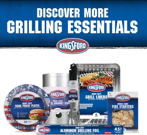 Kingsford® Heavy Duty Aluminum Grilling Foil Liners, 4ct | 14.75” x 9” Foil Grill Liners for Grilling, Cooking, And Steaming | Kingsford® Extra To...