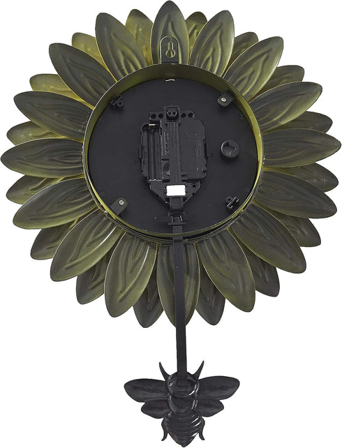 Wall Hanging Flower Clock with Analog Number Face - Sunflower...