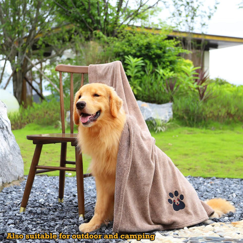 Extra Large Dog Towels for Drying Dogs Super Absorbent Soft Microfiber Pet Bath Grooming Towel for Dogs Cats and Other Pets (XL-55" * 36", Brown)...