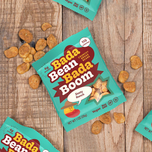 Bada Bean Bada Boom, Crunchy Roasted Broad Bean Snacks (Fava), High Protein, Vegan, Gluten-free - 110 Calorie Packs, Ranch, 1 Ounce (Pack of 24)...