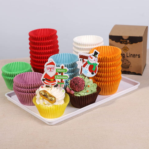 200pcs Standard Blue cupcake liners for baking,food-grade cupcake wrappers, greaseproof parchment muffin liners Christmas cupcake liners for Chris...