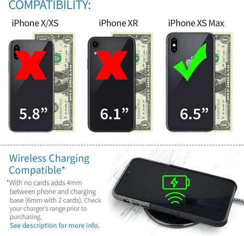 Dockem Wallet Case for iPhone Xs Max (6.5"): Built-in Metal Plate for Magnetic Mounting & 2 Credit Card Holder Slots (Luxe M2 Synthetic Leather, B...