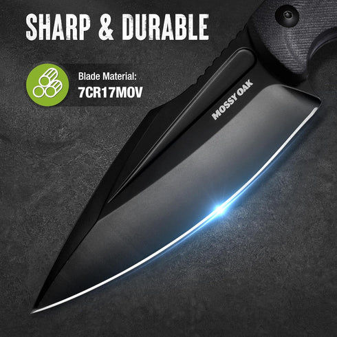 Mossy Oak Hunting Knife with Sheath, Full-tang Fixed Blade Knife, Outdoor Knives for Survival, Camping, Hiking (G10 Handle)...