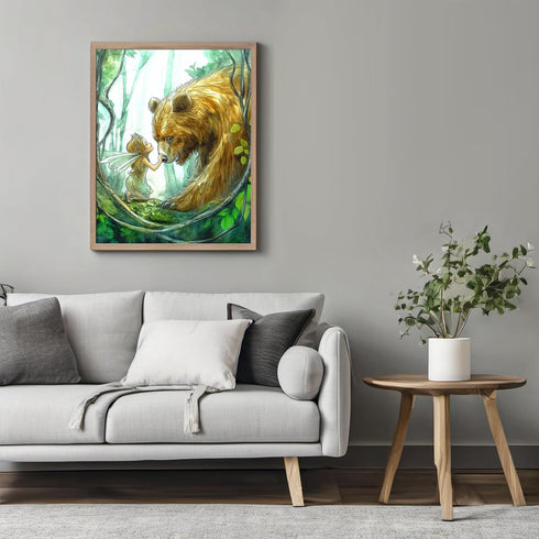 Posterizer 1 pcs-enchanting whimsical fairy and a bear poster 2-Art for Animal Lovers-Kids Room Art-Gift for Daughter, Son, Kids Decor for nursery...