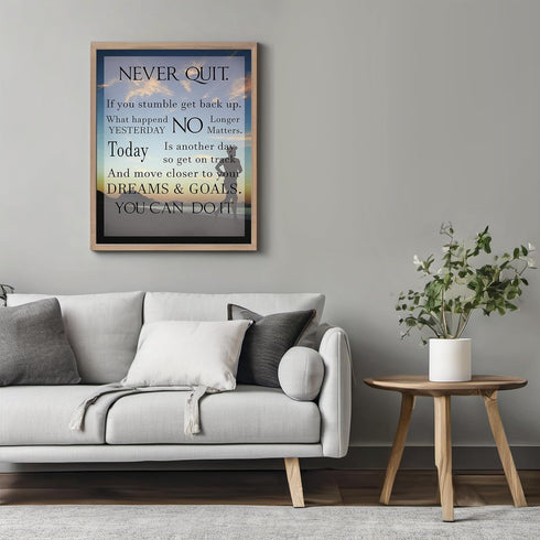 Posterizer 1 pcs-Never Quit-Reminder To Keep Going-Motivational & Inspirational Art- Gift for Men Women Entrepreneur Teens-Decor for Home & Office...
