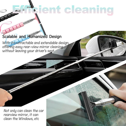 Car Mirror Squeegee, Retractable Car Rearview Mirror Wiper, Side Mirror Squeegee, Portable Car Cleaning Tool for Rainy Foggy Weather,Universal Car...