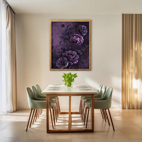 Posterizer 1 pcs-dark dainty art with purple flowers-Floral & Botanical Art-Abstract & Modern Art-Decor for Home & Office- UNFRAMED Wall Art...