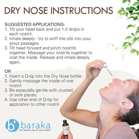 Baraka Dry Nose Nasal Moisturizer - Organic Essential Oils (Cardamom, Everlast, German & Roman Chamomile) in Sesame Oil Base - Hydrating Sinuses &...