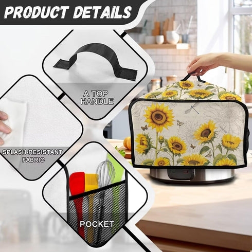 Sunflower Slow Cooker Dust Cover Dragonfly Small Appliance Covers Home Decor Insulated Slow Cooker Bags Rice Cooker Storage Bag Dustproof...