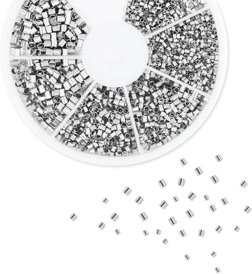 Mandala Crafts Crimp Beads for Jewelry Making – Bead Stopper Crimping Beads for Jewelry Making and Beading - Bead Crimping Kit 3000 PCs Silver 1.5...