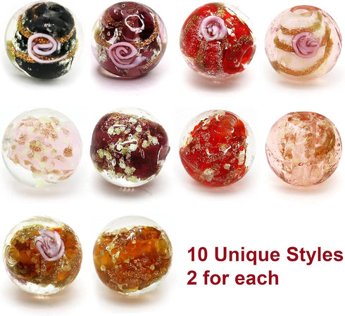 Artsy Crafts 20 Pcs Assorted Glow in The Dark Firefly Beads 12mm European Lampwork Luminous Glass Beads for Jewelry Making Charm Bracelet Necklace...