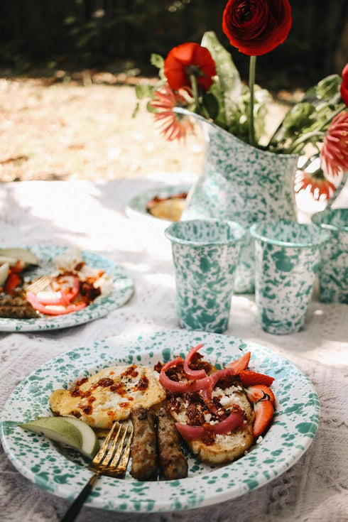 Enamelware Dinner Plate, 10.25 inch, Blue/White Splatter (Single)...