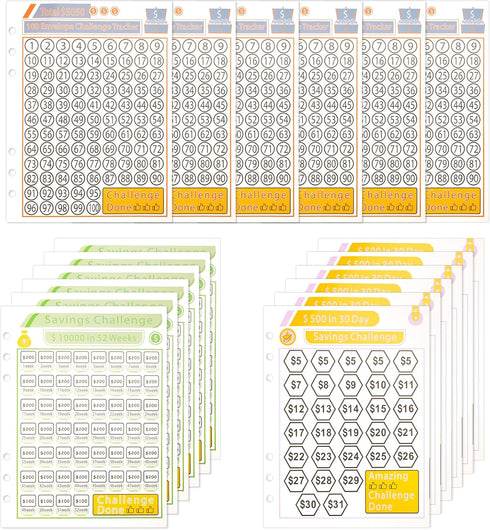 18pcs Saving Money Challenge Tracker Sheets, 100 Day Envelopes Challenge Binder Inserts Cash Stuffing Trackers Long-Term Budget Binder Refills Inc...