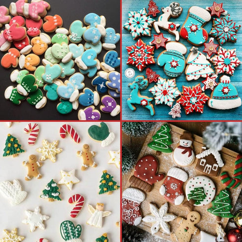 KAISHANE Christmas Cookie Cutter Set,12 Pieces Stainless Steel Biscuit Cutters Shape bells, angels, christmas lights, doe, star christmas tree, so...