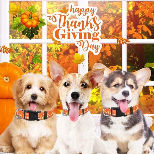 Buryeah 9 Pcs Holiday Dog Collars for Dogs Fall Autumn Dog Collars Adjustable Halloween Dog Collars with Plastic Buckle Thanksgiving Christmas Dog...