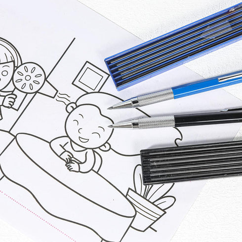 2mm Mechanical Pencil Set, 2 Pieces Artist Carpenter Drafting Pencils 2.0 mm with 2 Tube Lead Refill (HB, 2B), Art Lead Holder Metal Marker for Dr...