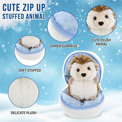 Snowball Stuffed Surprise Zip Up Stuffed Animal – 6 inch Cute & Soft Plush Animal Toy – Perfect for Friends and Family All Ages Christmas Thanksgi...