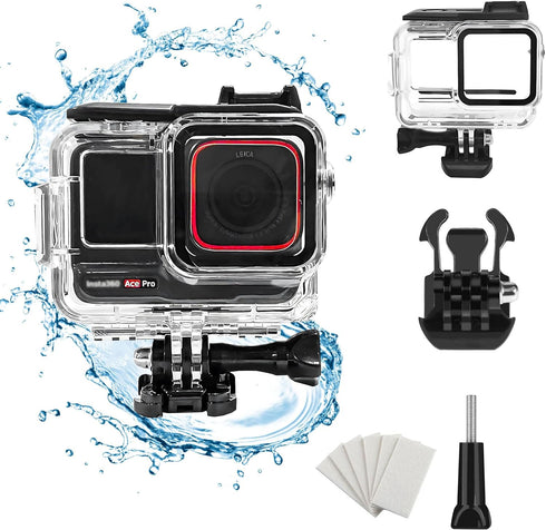 PCTC 60M(197ft) Waterproof Case for Insta360 Ace Pro, Accessories for Insta 360 Ace Pro Waterproof Case,Protective Underwater Dive Housing Shell w...