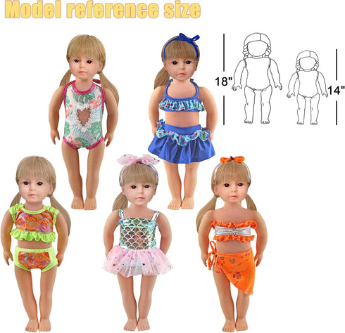 18-inch Baby Doll Clothing Accessories - Including 6 Sequins Mermaid Dresses 5 Fashion Floral Swimsuit Tops and Dresses 2 Classic Mermaid Princess...